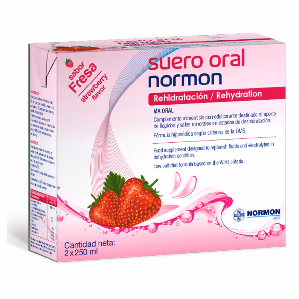 Suero Oral Normon Pack 2 Briks 250 ml sabor fresa