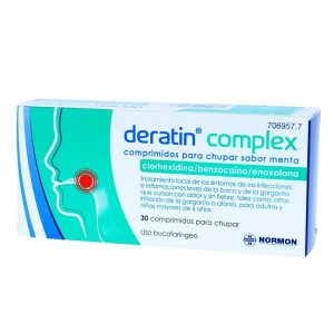 Deratin Complex comprimidos para chupar sabor menta
