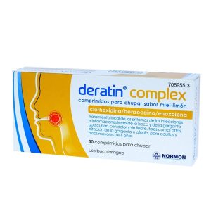 Deratin Complex comprimidos para chupar sabor miel-limón